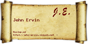 Jehn Ervin névjegykártya