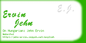 ervin jehn business card